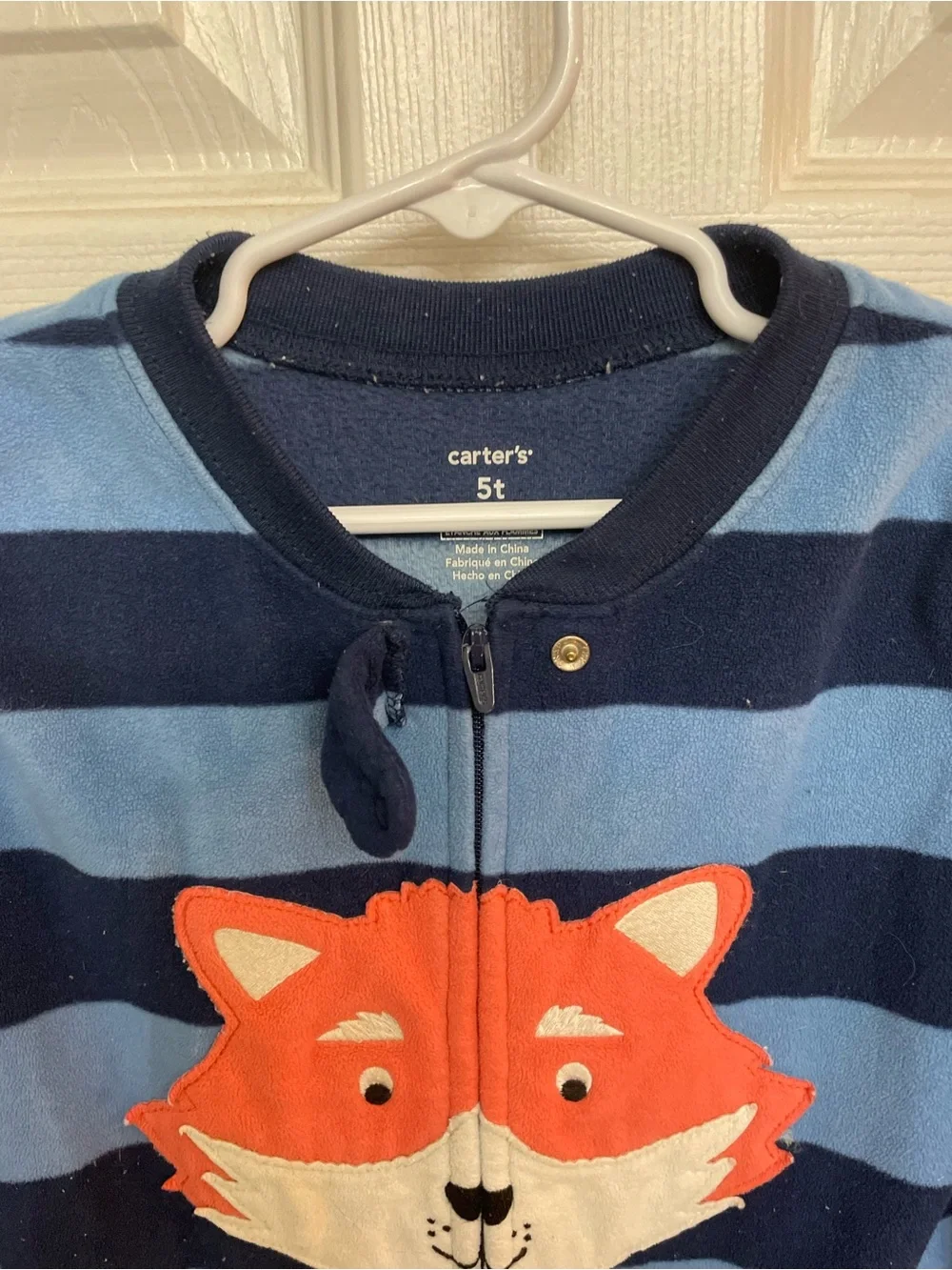 Carter's Navy and Blue Striped Fox Footed One-Piece